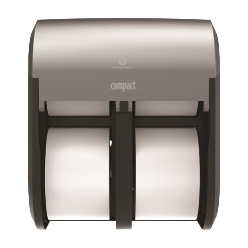 Compact 4-Roll Quad Coreless High-Capacity Toilet Paper Dispenser, Faux Stainless